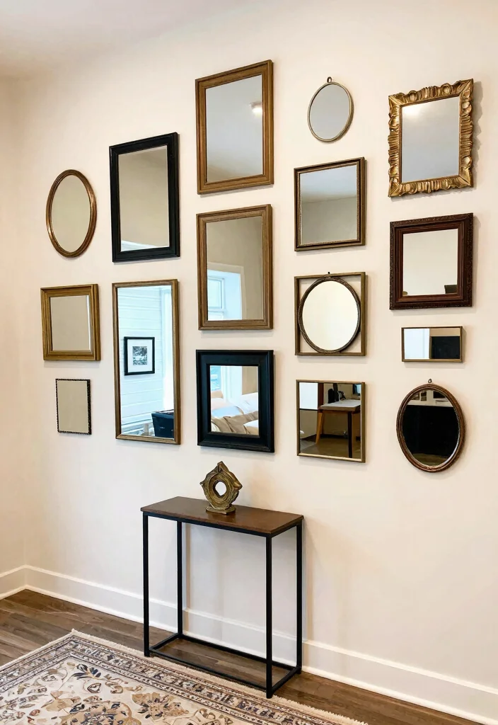 15 Entry Way With Mirrors Ideas That Feel Bright & Spacious 5 15 Entry Way With Mirrors Ideas That Feel Bright & Spacious - 4. Gallery Wall with Mirrors 1