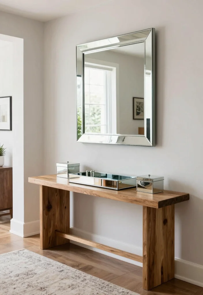 15 Entry Way With Mirrors Ideas That Feel Bright & Spacious 7 15 Entry Way With Mirrors Ideas That Feel Bright & Spacious - 6. Mirrored Accents for Subtle Shine 1