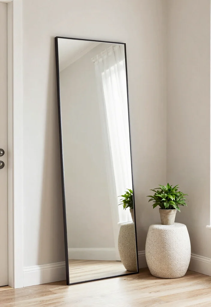 15 Entry Way With Mirrors Ideas That Feel Bright & Spacious 8 15 Entry Way With Mirrors Ideas That Feel Bright & Spacious - 7. Floor Mirrors for Functional Elegance 1