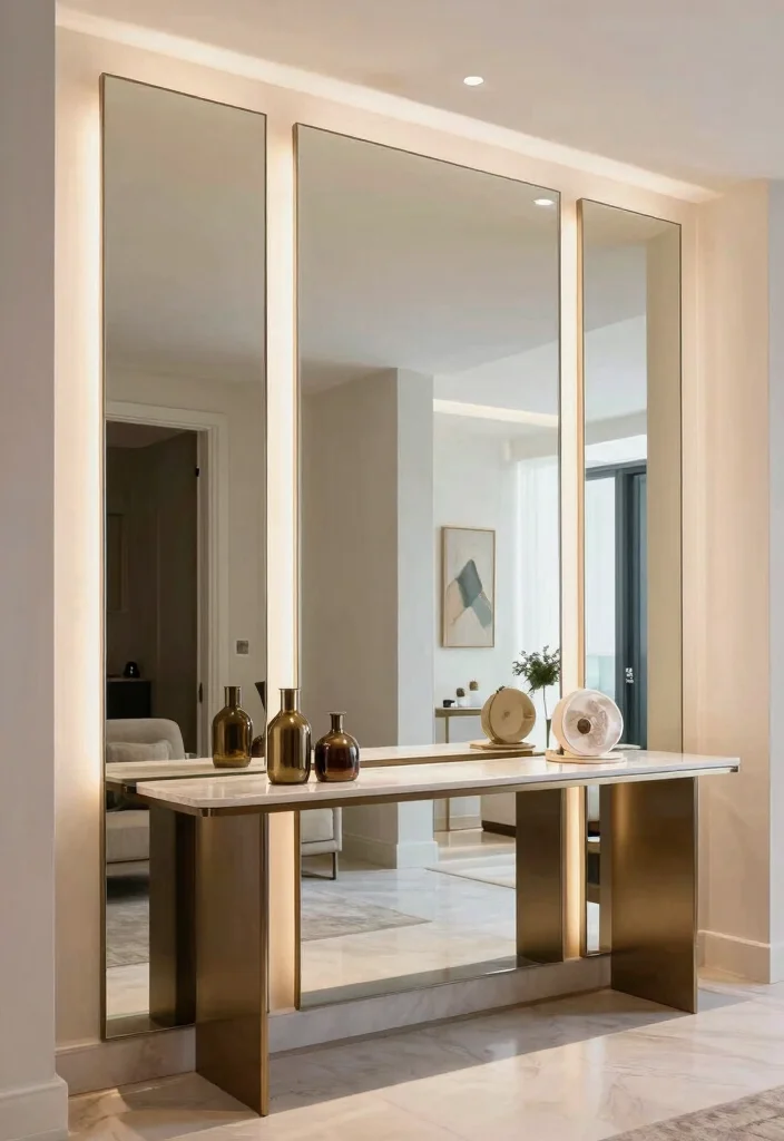 15 Entry Way With Mirrors Ideas That Feel Bright & Spacious 9 15 Entry Way With Mirrors Ideas That Feel Bright & Spacious - 8. Mirrored Wall Panels for Bold Statements 1