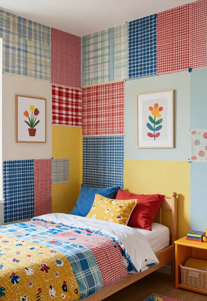 15 Kids Bedroom Wall Decor Ideas That Spark Imagination - 10. Creative Patchwork Walls 1