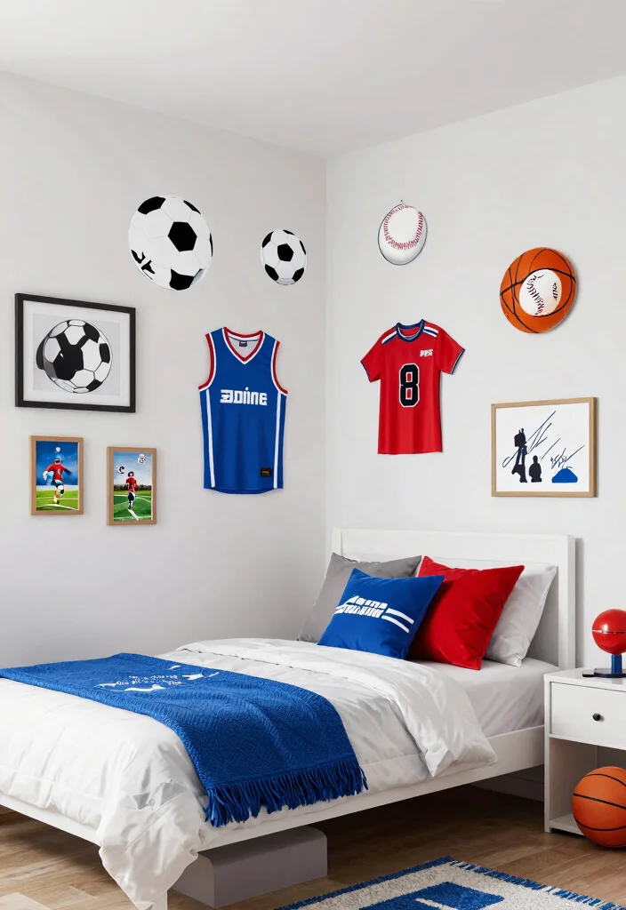 15 Kids Bedroom Wall Decor Ideas That Spark Imagination - 13. Sports-Themed Walls 1
