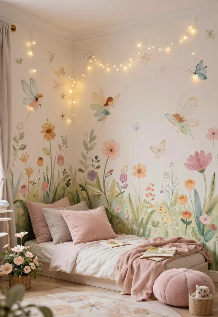 15 Kids Bedroom Wall Decor Ideas That Spark Imagination - 14. Magical Fairy Garden 1