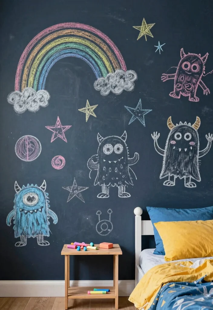 15 Kids Bedroom Wall Decor Ideas That Spark Imagination - 4. DIY Chalkboard Walls 1