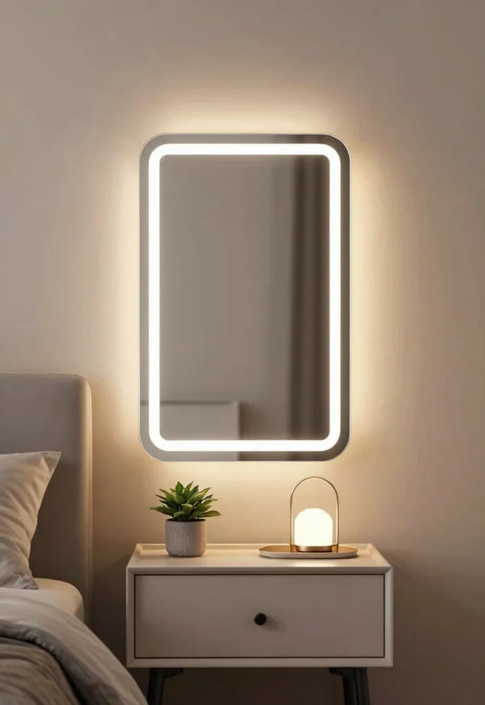 15 Mirrors Above Nightstand Ideas That Reflect Style 12 15 Mirrors Above Nightstand Ideas That Reflect Style - 11. Decorative Mirrors with Led Lights 1