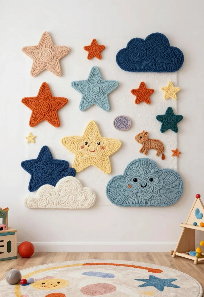 16 Boho Yarn Wall Art Ideas With Handmade Texture 12 16 Boho Yarn Wall Art Ideas With Handmade Texture - 11. Textured Yarn Shapes 1