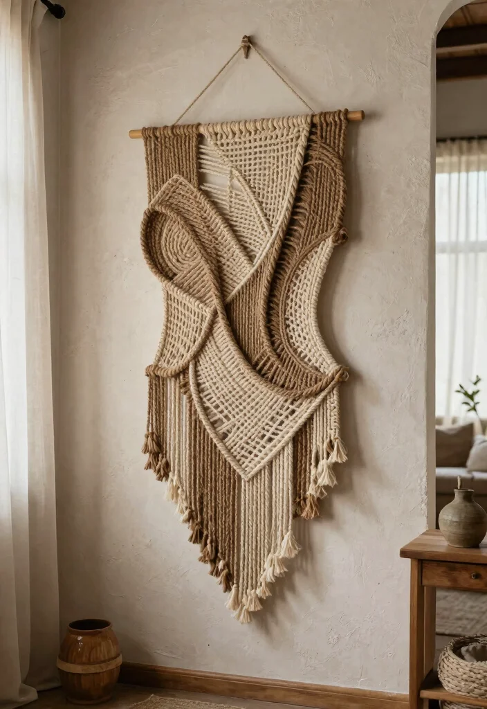 16 Boho Yarn Wall Art Ideas With Handmade Texture 14 16 Boho Yarn Wall Art Ideas With Handmade Texture - 13. Yarn and Rope Art 1