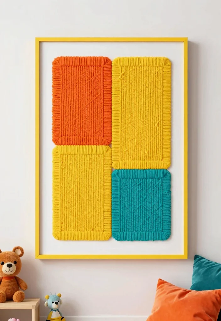 16 Boho Yarn Wall Art Ideas With Handmade Texture 8 16 Boho Yarn Wall Art Ideas With Handmade Texture - 7. Color Block Yarn Wall Art 1