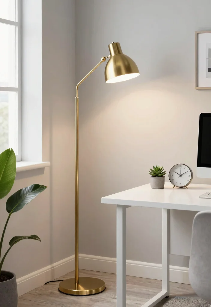 16 Office Floor Lamp Ideas With Stylish Task Lighting 4 16 Office Floor Lamp Ideas With Stylish Task Lighting - 3. Minimalist Marvel: Sleek Metal Designs 1