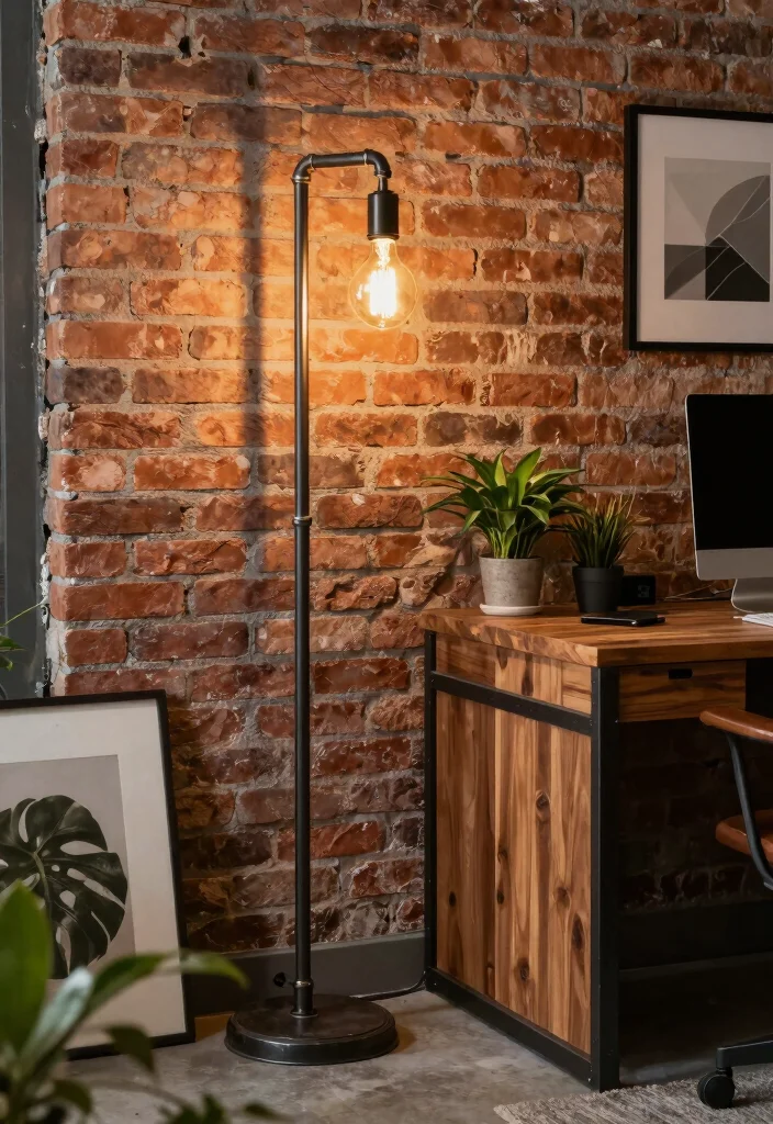 16 Office Floor Lamp Ideas With Stylish Task Lighting 6 16 Office Floor Lamp Ideas With Stylish Task Lighting - 5. Industrial Vibes: Upcycled Pipe Lamps 1