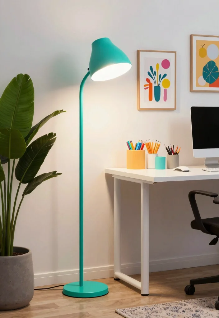 16 Office Floor Lamp Ideas With Stylish Task Lighting 7 16 Office Floor Lamp Ideas With Stylish Task Lighting - 6. Color Pop: Brightly Colored LED Lamps 1
