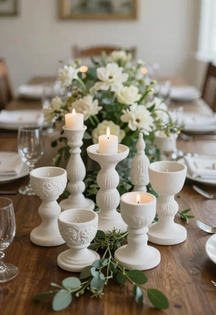 16 Plaster Candle Holder Ideas With Minimal Aesthetic 17 16 Plaster Candle Holder Ideas With Minimal Aesthetic - 16. Candle Holders as Centerpieces 1