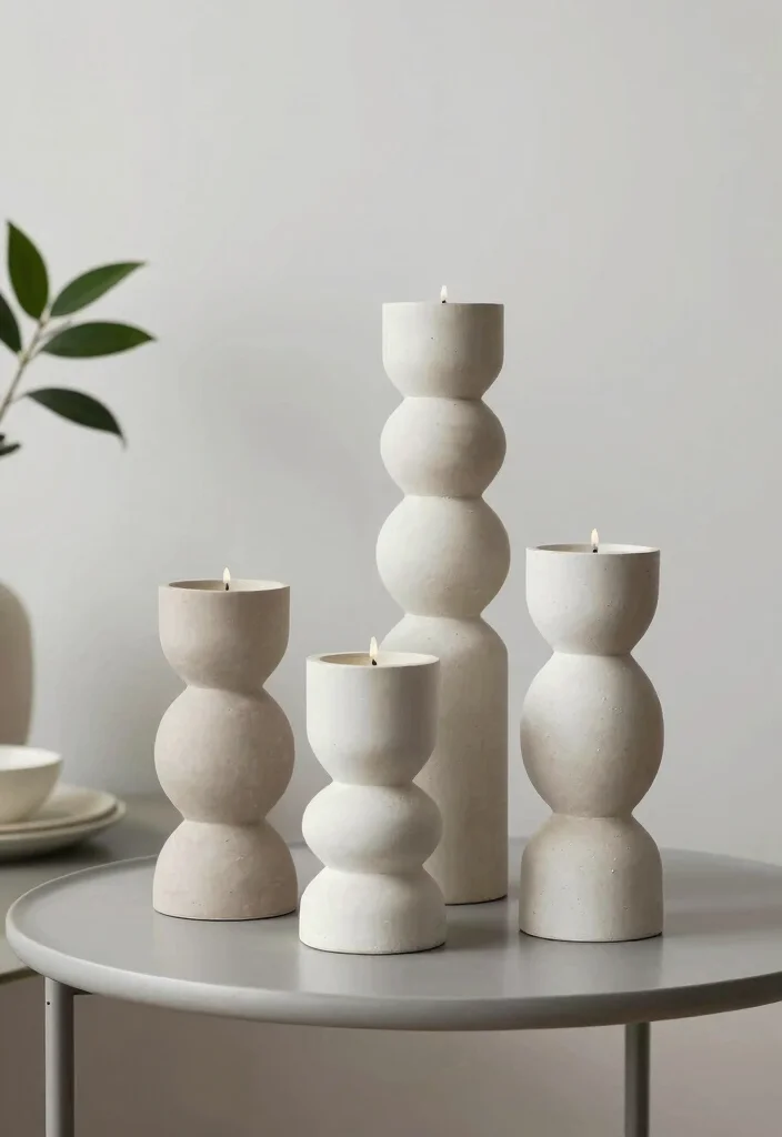 16 Plaster Candle Holder Ideas With Minimal Aesthetic 6 16 Plaster Candle Holder Ideas With Minimal Aesthetic - 5. Minimalist Candle Holder Stacks 1