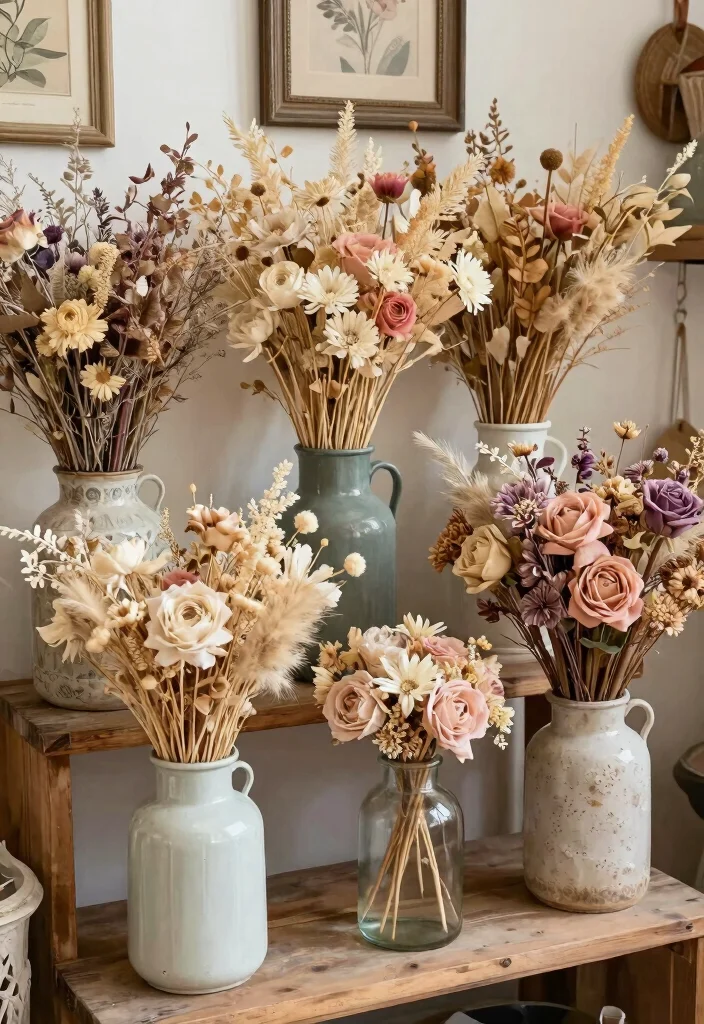 16 Shabby Chic Wall Decor Ideas With Vintage Romance 17 16 Shabby Chic Wall Decor Ideas With Vintage Romance - 16. Dried Flower Arrangements 1