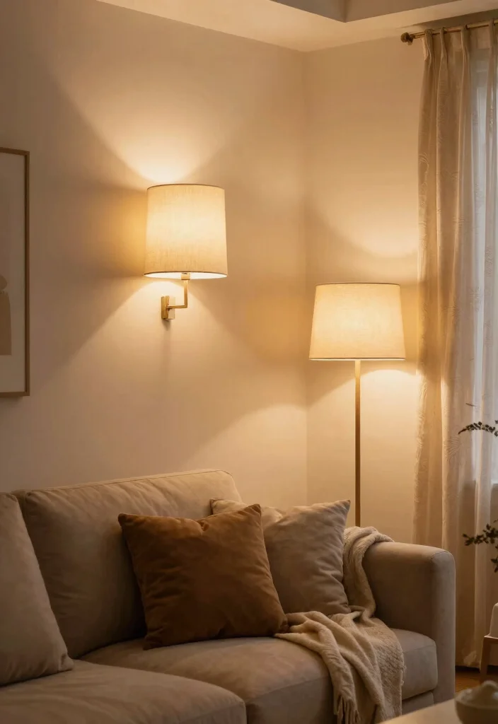 16 Wall Lamp Living Room Ideas With Cozy Ambient Glow 12 16 Wall Lamp Living Room Ideas With Cozy Ambient Glow - 11. Soft Fabric Shades 1