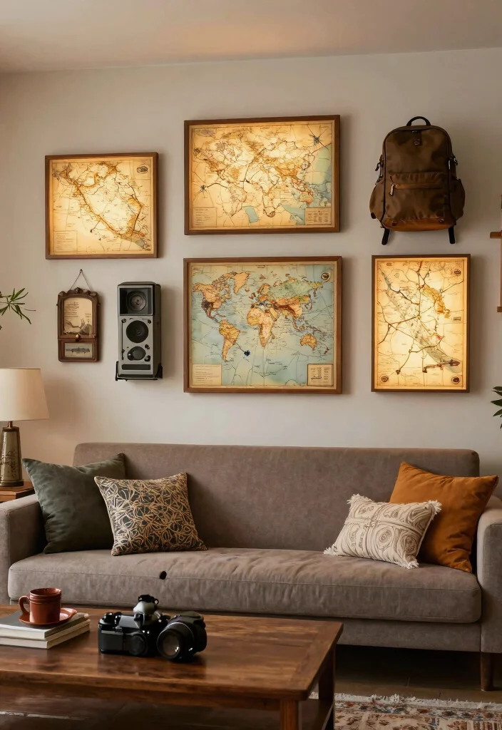 16 Wall Lamp Living Room Ideas With Cozy Ambient Glow 16 16 Wall Lamp Living Room Ideas With Cozy Ambient Glow - 15. Vintage Map Light Fixtures 1