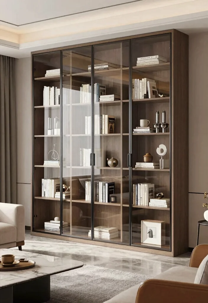 17 Glass Door Bookshelf Ideas With Elegant Display - 15. Glass Door Bookshelves with Adjustable Shelves 1