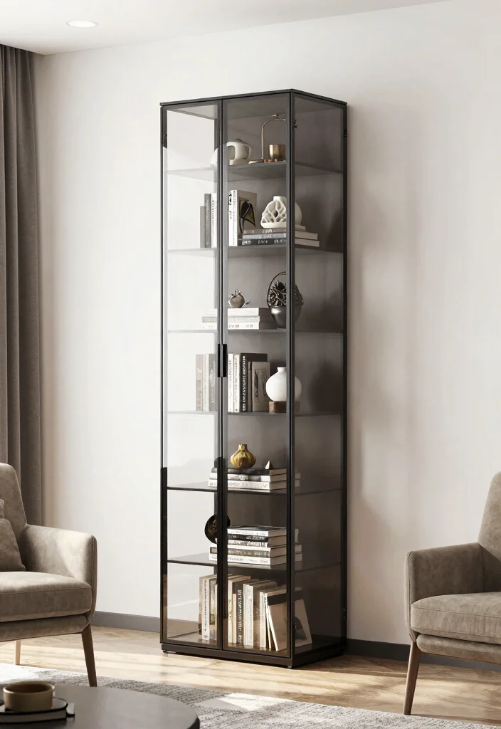 17 Glass Door Bookshelf Ideas With Elegant Display - 16. Contemporary Glass Door Book Towers 1