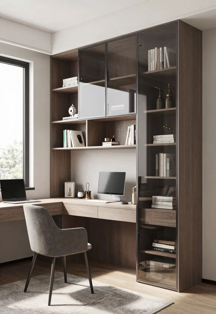 17 Glass Door Bookshelf Ideas With Elegant Display - 17. Multi-Functional Glass Door Bookshelves 1