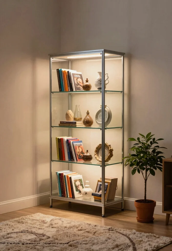 17 Glass Door Bookshelf Ideas With Elegant Display - 2. Corner Glass Display Cabinets 1