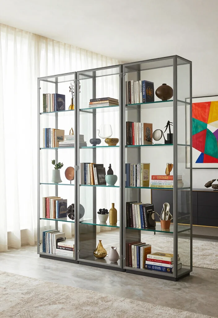 17 Glass Door Bookshelf Ideas With Elegant Display - 5. Modular Glass Door Bookshelves 1
