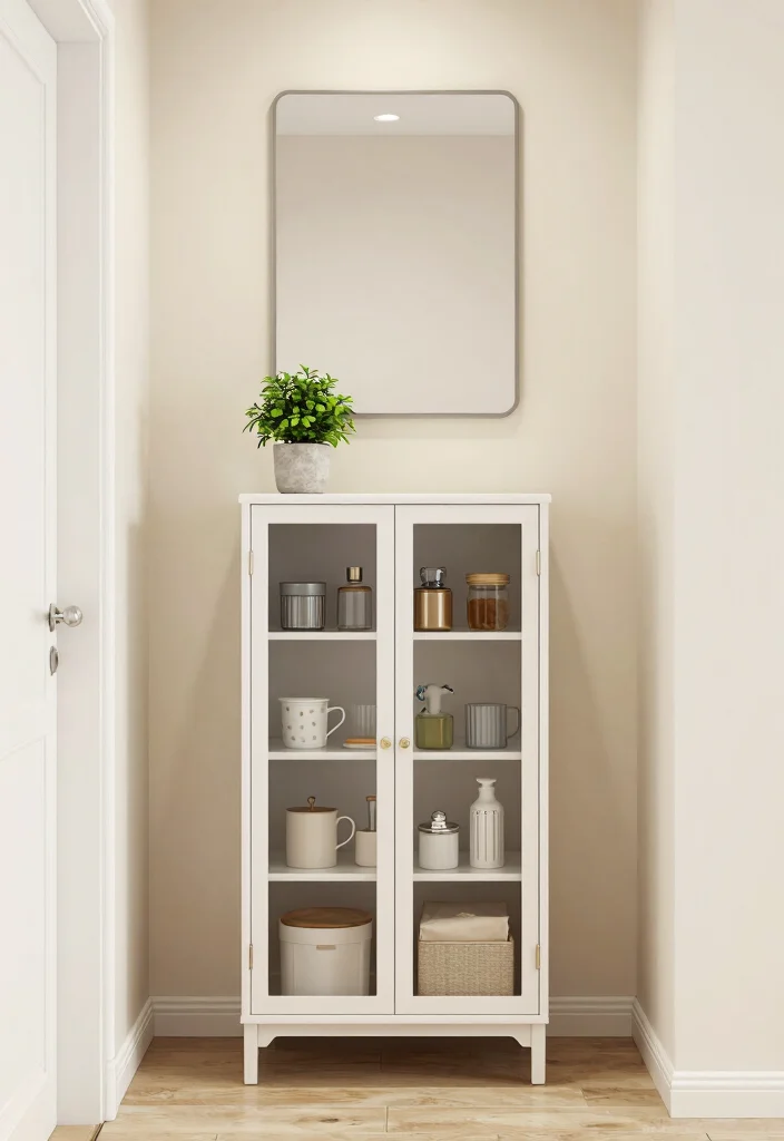 17 Glass Door Bookshelf Ideas With Elegant Display - 9. Simple Glass Door Storage Cabinets 1