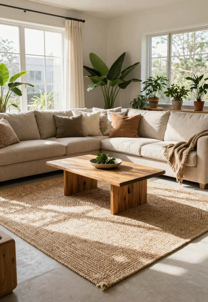 17 Living Room Carpet Ideas Area Rugs That Define the Space - 1. Handwoven Jute Rugs 1