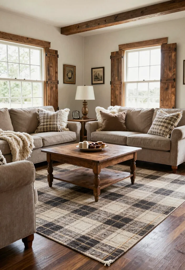17 Living Room Carpet Ideas Area Rugs That Define the Space - 14. Farmhouse Chic Rugs 1