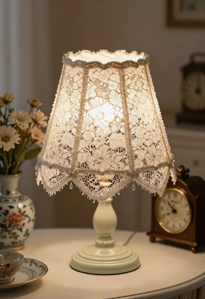 17 Shabby Chic Lamp Shades Ideas With Soft Vintage Touch 4 17 Shabby Chic Lamp Shades Ideas With Soft Vintage Touch - 3. Lace Accents 1