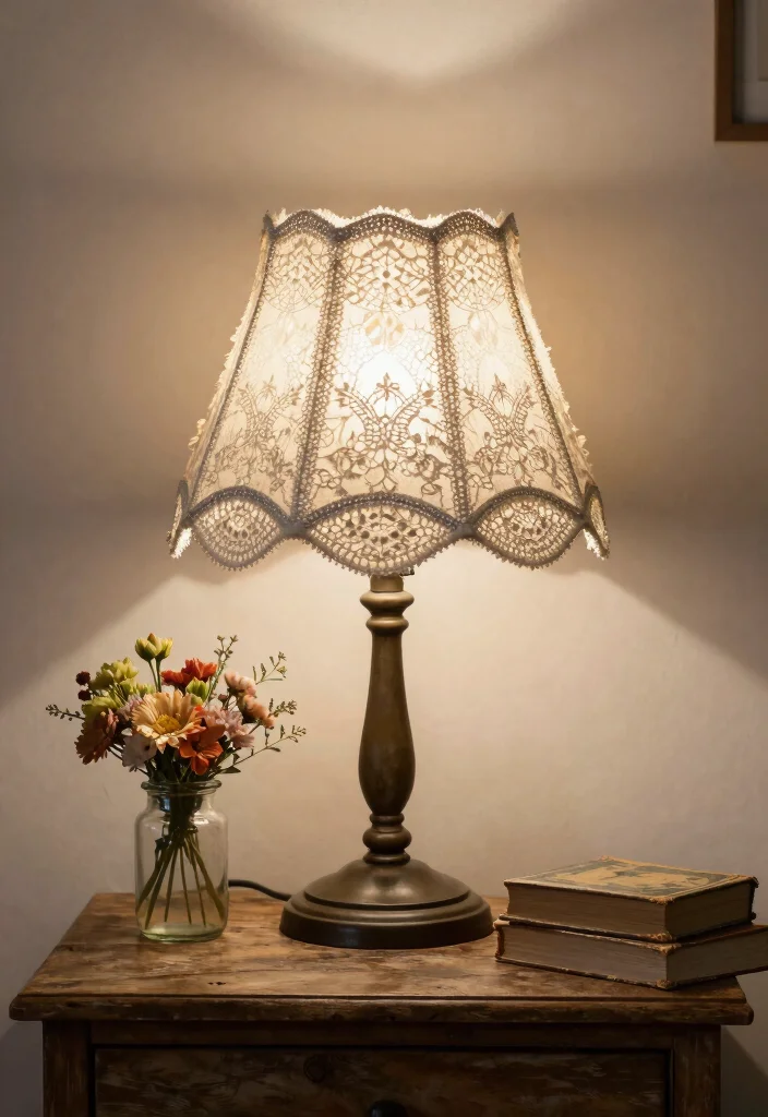 17 Shabby Chic Lamp Shades Ideas With Soft Vintage Touch 6 17 Shabby Chic Lamp Shades Ideas With Soft Vintage Touch - 5. Vintage Lace Doilies 1