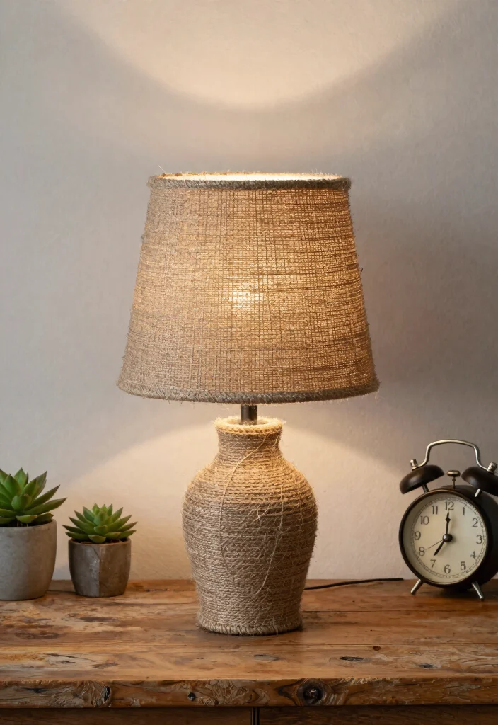 17 Shabby Chic Lamp Shades Ideas With Soft Vintage Touch 7 17 Shabby Chic Lamp Shades Ideas With Soft Vintage Touch - 6. Rustic Jute and Twine 1