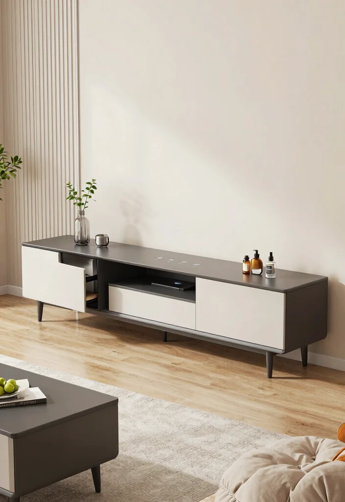 17 TV Stand Cabinet Ideas With Smart Storage Solutions 16 17 TV Stand Cabinet Ideas With Smart Storage Solutions - 15. Tech-Savvy Solutions 1