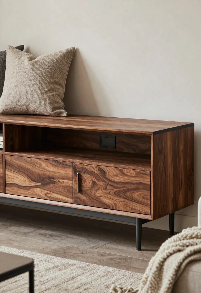 17 TV Stand Cabinet Ideas With Smart Storage Solutions 17 17 TV Stand Cabinet Ideas With Smart Storage Solutions - 16. Layered Textures 1