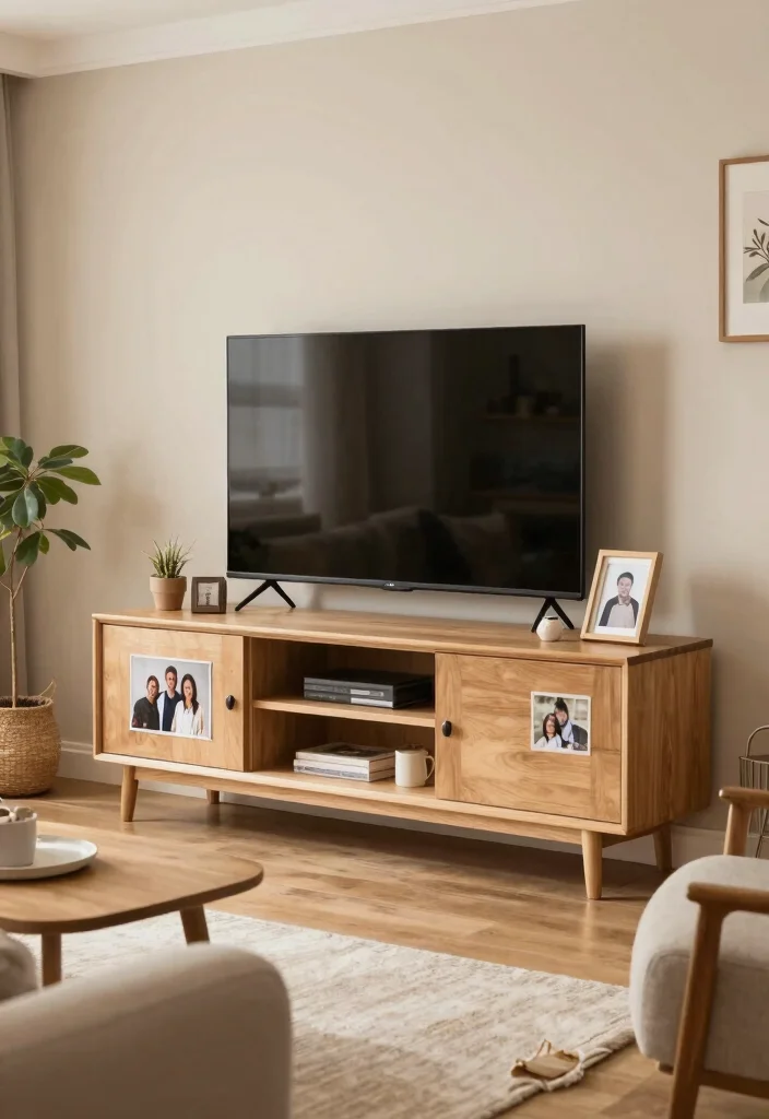 17 TV Stand Cabinet Ideas With Smart Storage Solutions 18 17 TV Stand Cabinet Ideas With Smart Storage Solutions - 17. Personal Touches 1