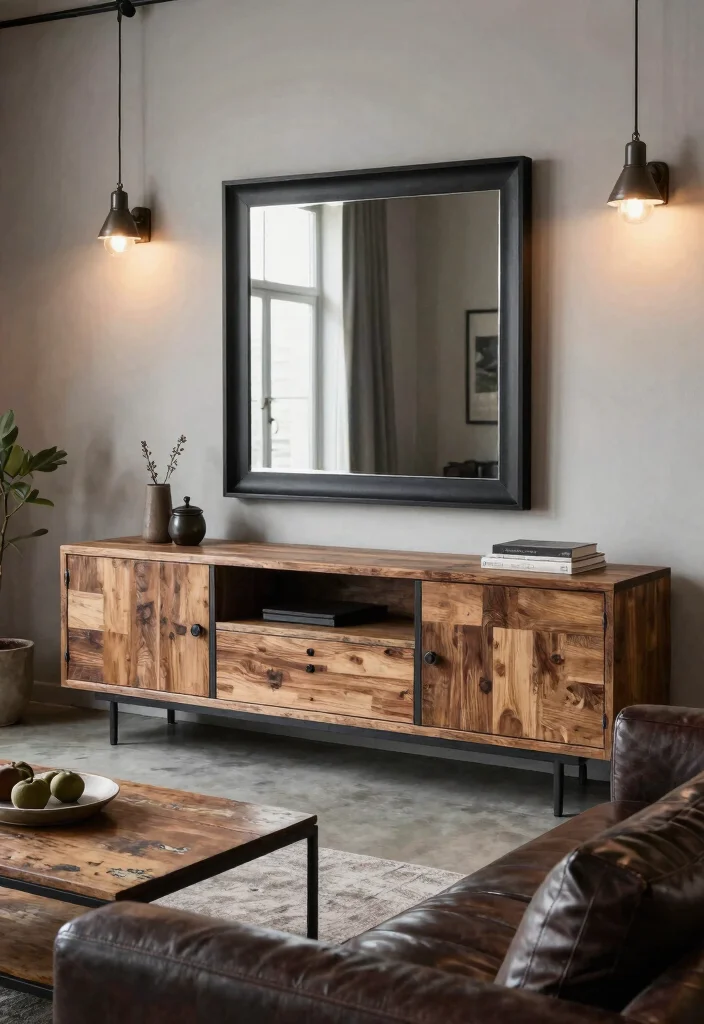 17 TV Stand Cabinet Ideas With Smart Storage Solutions 6 17 TV Stand Cabinet Ideas With Smart Storage Solutions - 5. Industrial Edge 1