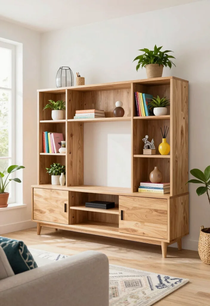 17 TV Stand Cabinet Ideas With Smart Storage Solutions 7 17 TV Stand Cabinet Ideas With Smart Storage Solutions - 6. Open Shelving Wonders 1