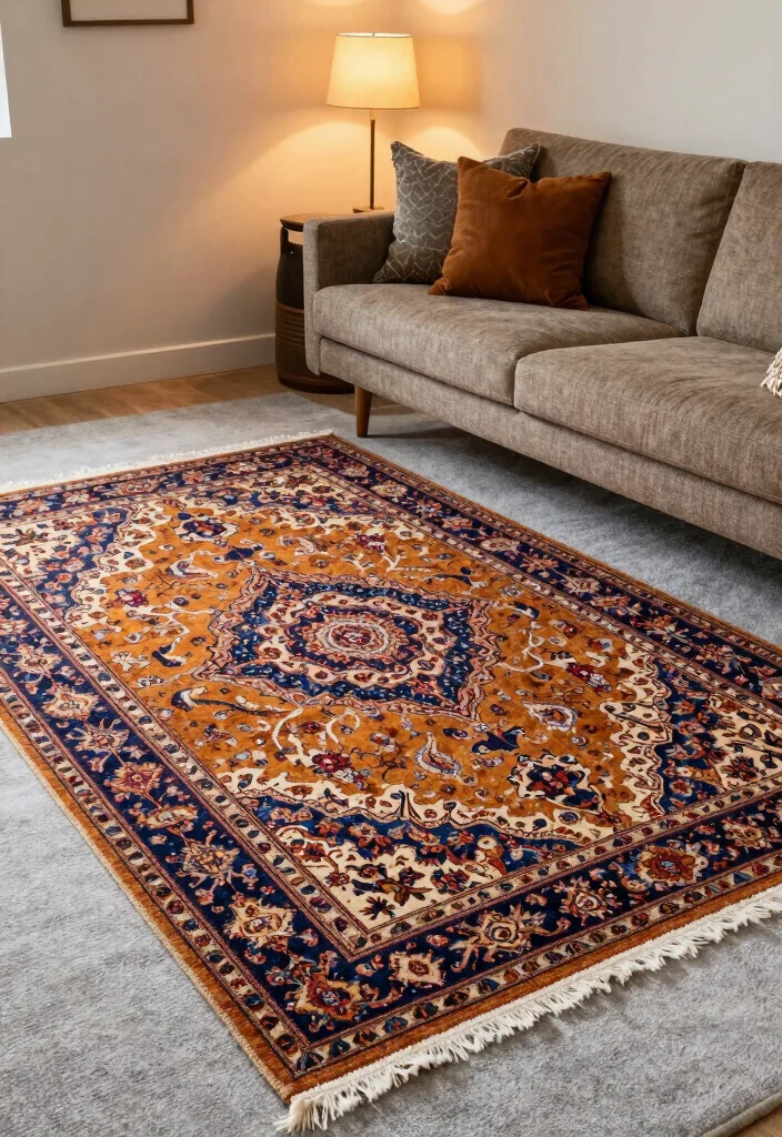 18 Area Rug Over Carpet Ideas That Layer Beautifully 12 18 Area Rug Over Carpet Ideas That Layer Beautifully - 11. Enhance with Vintage Finds 1