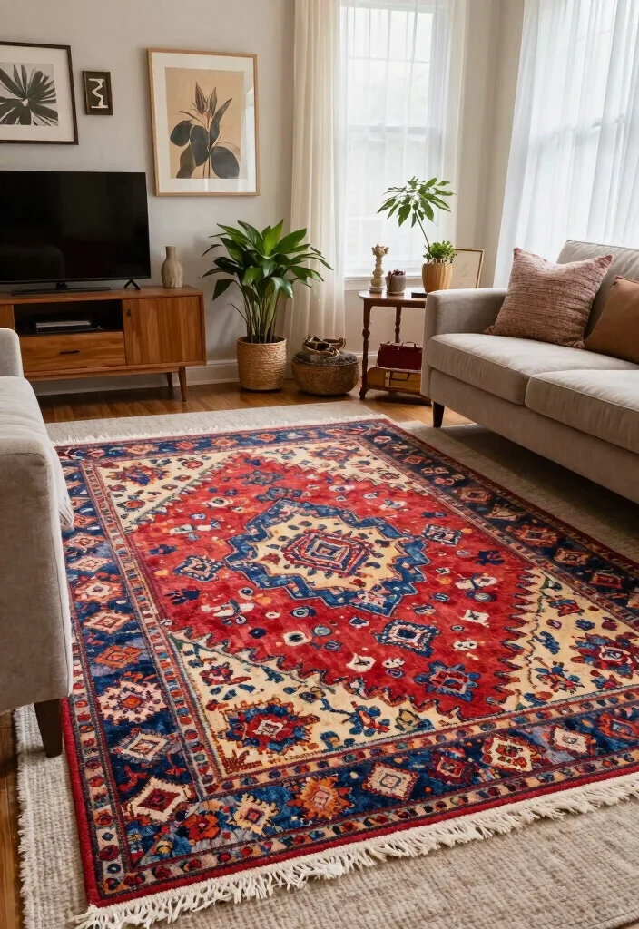 18 Area Rug Over Carpet Ideas That Layer Beautifully 19 18 Area Rug Over Carpet Ideas That Layer Beautifully - 18. Embrace Personal Style 1