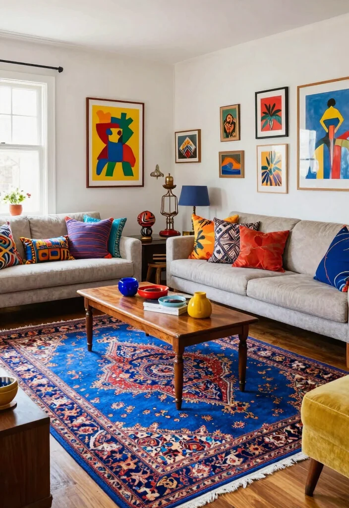 18 Blue Persian Rug Living Room Ideas With Luxe Character 12 18 Blue Persian Rug Living Room Ideas With Luxe Character - 11. Eclectic Mix 1