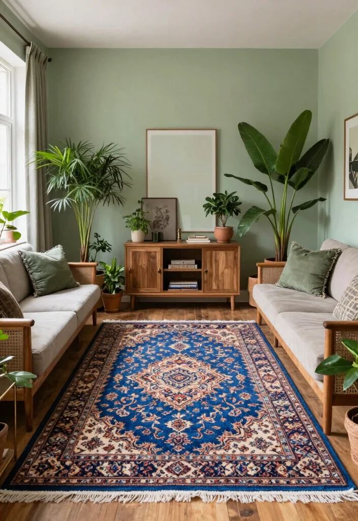 18 Blue Persian Rug Living Room Ideas With Luxe Character 14 18 Blue Persian Rug Living Room Ideas With Luxe Character - 13. Nature-Inspired 1