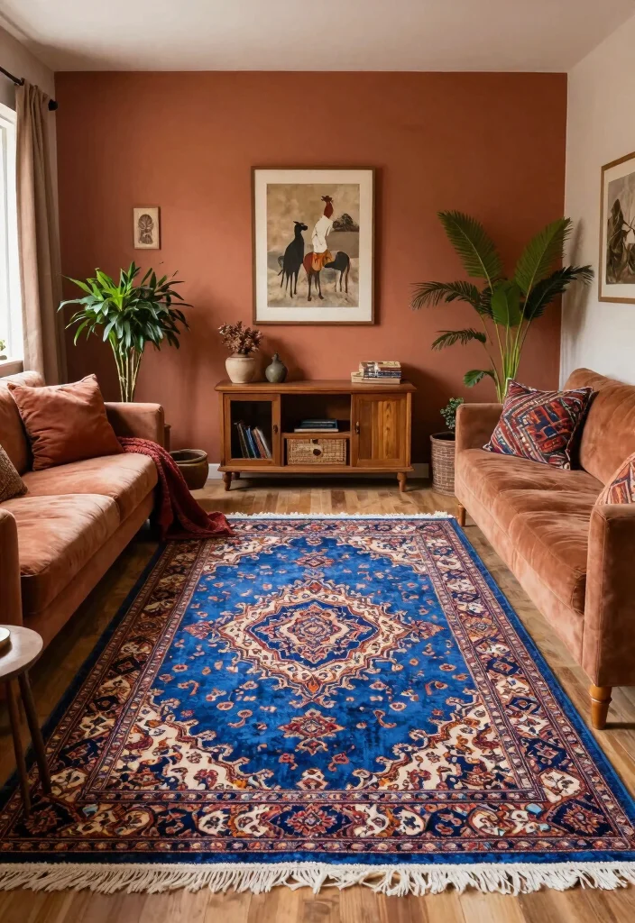 18 Blue Persian Rug Living Room Ideas With Luxe Character 16 18 Blue Persian Rug Living Room Ideas With Luxe Character - 15. Warm Earth Tones 1