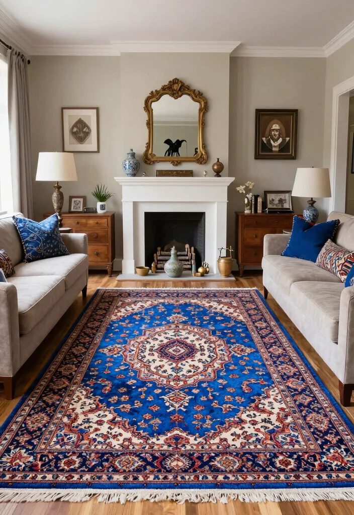 18 Blue Persian Rug Living Room Ideas With Luxe Character 18 18 Blue Persian Rug Living Room Ideas With Luxe Character - 17. Timeless Fusion 1