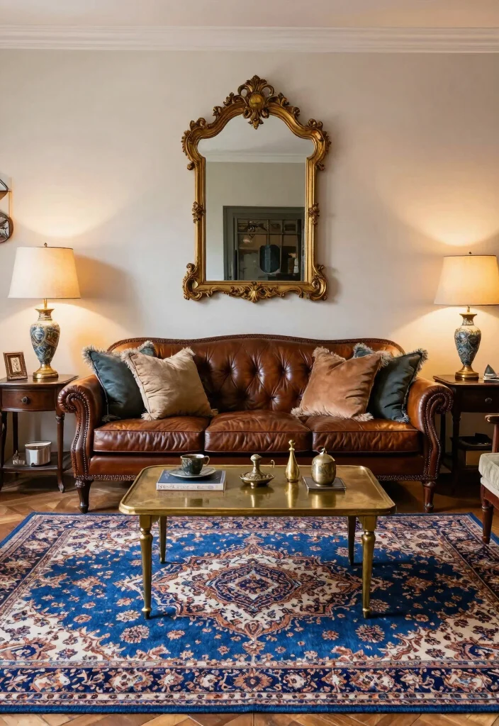 18 Blue Persian Rug Living Room Ideas With Luxe Character 5 18 Blue Persian Rug Living Room Ideas With Luxe Character - 4. Vintage Glam 1