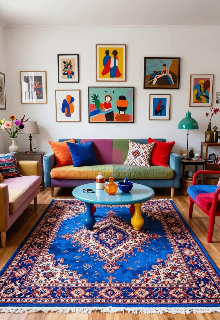 18 Blue Persian Rug Living Room Ideas With Luxe Character 8 18 Blue Persian Rug Living Room Ideas With Luxe Character - 7. Artsy Accent 1