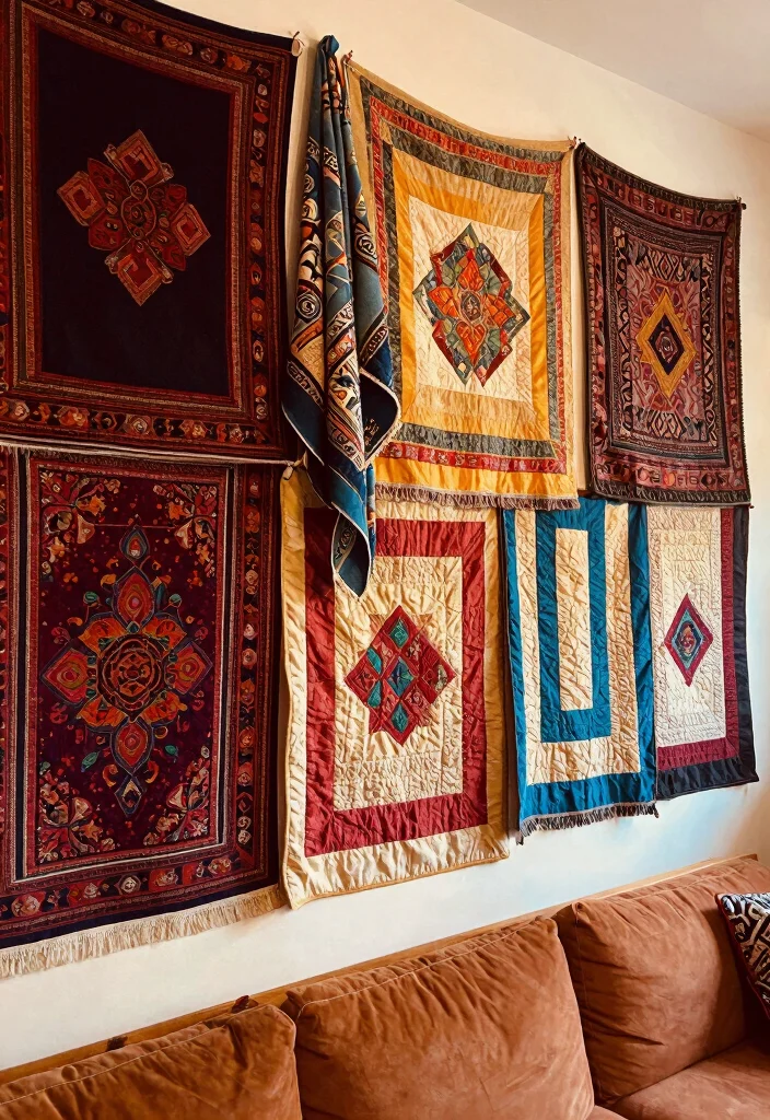 18 Boho Wall Decor Ideas With Free Spirited Charm 14 18 Boho Wall Decor Ideas With Free Spirited Charm - 13. Layered Textiles 1