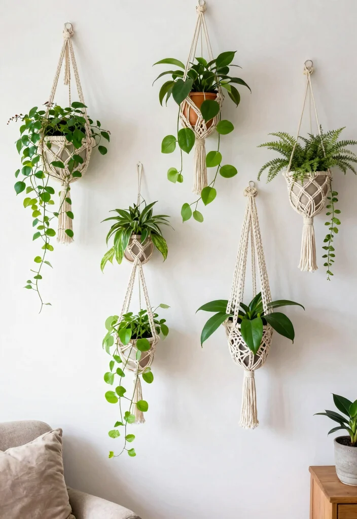 18 Boho Wall Decor Ideas With Free Spirited Charm 7 18 Boho Wall Decor Ideas With Free Spirited Charm - 6. Macrame Plant Hangers 1