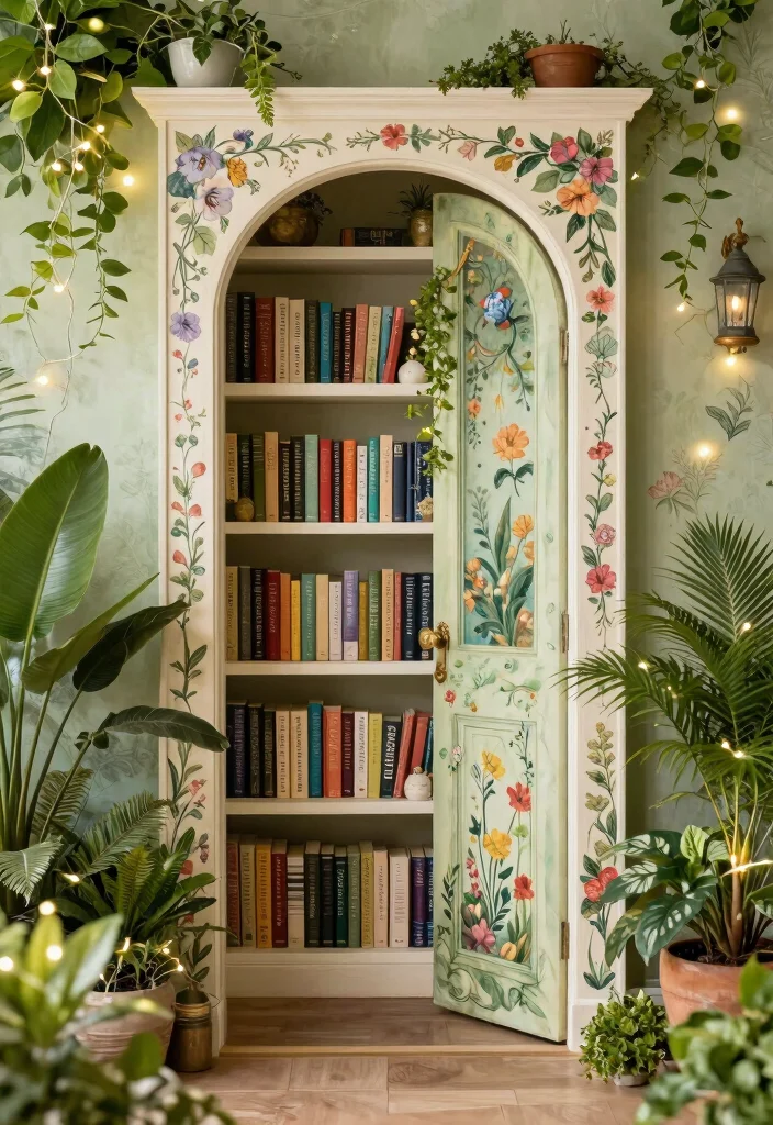 18 Bookshelf Hidden Door Ideas With Secret Room Vibes 13 18 Bookshelf Hidden Door Ideas With Secret Room Vibes - 12. Secret Garden Inspired Bookshelves 1