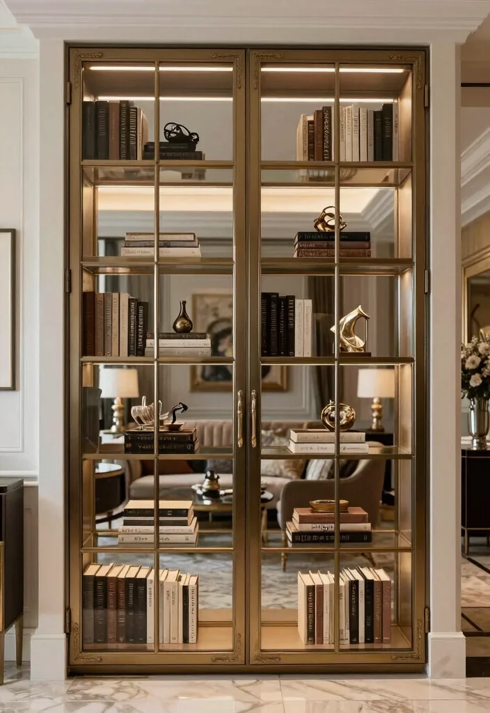 18 Bookshelf Hidden Door Ideas With Secret Room Vibes 6 18 Bookshelf Hidden Door Ideas With Secret Room Vibes - 5. Elegant Bookcase with Glass Doors 1